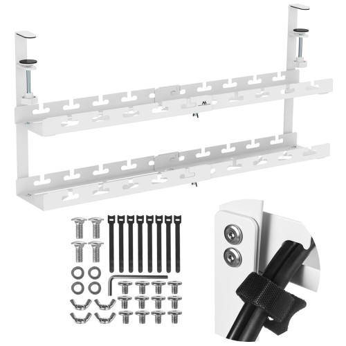 MACLEAN ORGANIZER PODBIURKOWY NA KABLE, MAX. OBCIĄŻENIE 5KG, MAX. 728MM, 2 POZIOMY, BIAŁY MC-102 W - 2694298