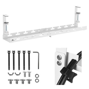 Organizer podbiurkowy na kable Maclean MC-103 W, max. obciążenie 5kg, max. 728mm, biały
