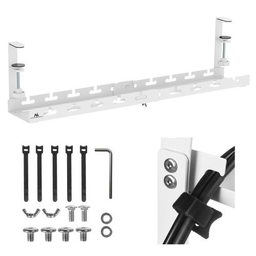 MACLEAN ORGANIZER PODBIURKOWY NA KABLE, MAX. OBCIĄŻENIE 5KG, MAX. 728MM, BIAŁY MC-103 W - 2694304