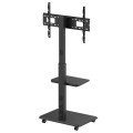 Stand / wózek dla TV Ergo-Office, max. obciążenie 50kg / 5kg półka, max. VESA 600x400, wbud. listwa zasil., czarny, ER-304 B - 2694546