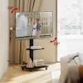 Stand / wózek dla TV Ergo-Office, max. obciążenie 50kg / 5kg półka, max. VESA 600x400, wbud. listwa zasil., czarny, ER-304 B - 2694554