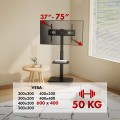 Stand / wózek dla TV Ergo-Office, max. obciążenie 50kg / 5kg półka, max. VESA 600x400, wbud. listwa zasil., czarny, ER-304 B - 2694553