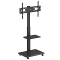 Stand / wózek dla TV Ergo-Office, max. obciążenie 50kg / 5kg półka, max. VESA 600x400, wbud. listwa zasil., czarny, ER-304 B - 2694549