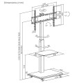 Stand / wózek dla TV Ergo-Office, max. obciążenie 50kg / 5kg półka, max. VESA 600x400, wbud. listwa zasil., czarny, ER-304 B - 2694550