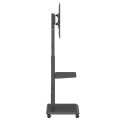 Stand / wózek dla TV Ergo-Office, max. obciążenie 50kg / 5kg półka, max. VESA 600x400, wbud. listwa zasil., czarny, ER-304 B - 2694547
