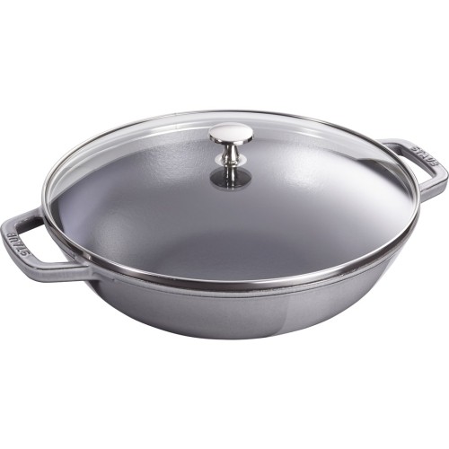 Wok żeliwny z pokrywką Staub - 30 cm, Grafitowy - 2626490