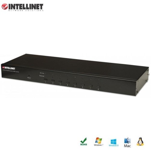 Przełącznik KVM Intellinet 8-portowy USB/PS2 z OSD, rackowy - 693705