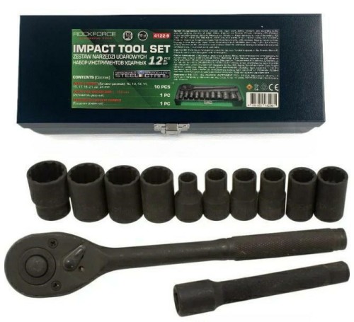 ROCKFORCE ZESTAW KLUCZY UDAR.12el. 1/2" 12KĄT. (10-24mm) - 2693335