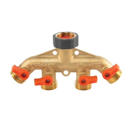 ROZDZIELACZ 4-DROŻNY GW 3/4"x GZ 3/4" MOSIĄDZ  Z ZAWORAMI BRASS SOFT - 2692962