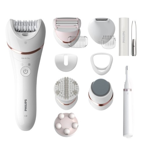 Depilator Philips BRE740/90 BRE740/90 Series 9000 Czas pracy (maks.) 40 min Na mokro i na sucho biały/różowy - 2691184