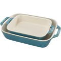 Zestaw 2 prostokątnych półmisków ceramicznych Staub - Antyczny turkusowy - 2695117