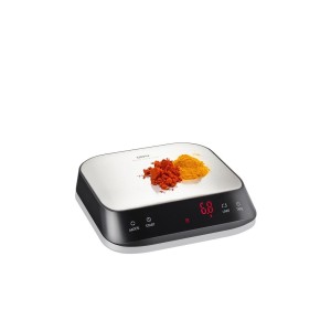 Elektroniczna waga kuchenna GEFU PREZISO czarna, stal nierdzewna, Blat prostokąt