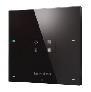 Grenton Smart panel/ 4 pola dotykowe/ wyświetlacz OLED/ Wi-Fi/ czarny szklany front