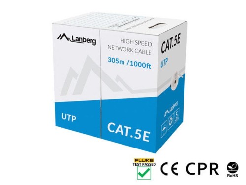 KABEL LAN UTP KAT.5E 305M DRUT CU SZARY CPR FLUKE PASSED LANBERG - 2697016