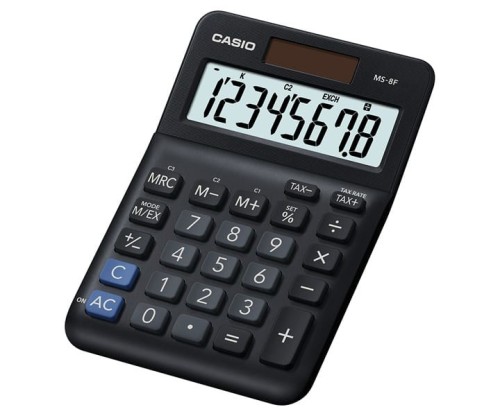 Casio Kalkulator biurowy MS-8F, 8-cyfrowy, 103x147x28,8mm, czarny - 2696352