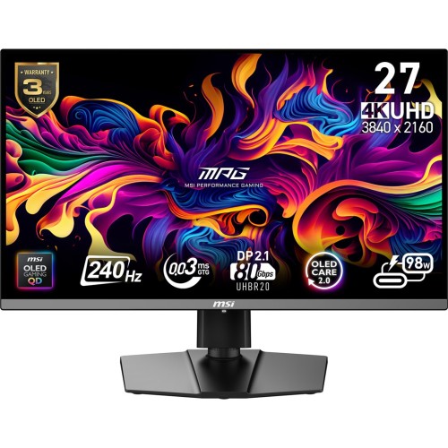 Monitor MSI MPG 272URXDE QD-OLED 27" 3840x2160 1x DisplayPort 2.1 / 2x HDMI 2.1 - 2698151