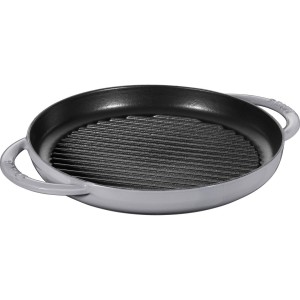 Okrągła patelnia żeliwna grillowa STAUB z dwoma uchwytami 40509-522-0 - grafitowa 26 cm