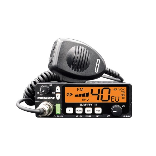 Radio CB PRESIDENT Barry II moc nadajnika - 4W, napięcie zasilania - 12/24V, blokada szumów - tak, 125x45x - 2692208
