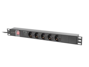 Listwa zasilająca Lanberg Rack PDU 19" 1U 10A 5x 230V Schuko 2M Czarna