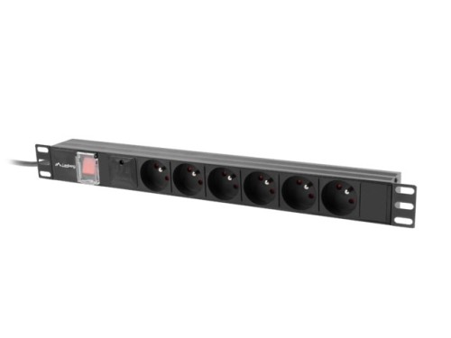 LISTWA ZASILAJĄCA RACK PDU 19" LANBERG 1U 10A 6X 230V PL 2M CZARNA C14 - 2666884