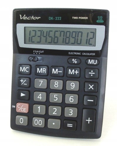 Vector Kalkulator biurowy KAV DK-222, 12-cyfrowy, 103x137mm, czarny - 2705696