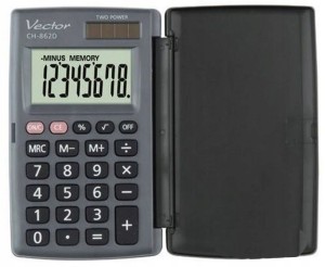 Vector Kalkulator kieszonkowy z klapką KAV CH-862D, szary