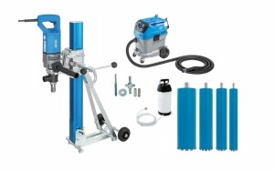 Baier Wiertnica Diamentowa BDB 825 KPL + ODKURZACZ BSS606L + Korony 82, 132, 172, 200x450mm + Hydronetka + Zestaw Mocujący