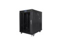 Szafa instalacyjna rack stojąca 19" 15U 600x800 czarna drzwi szklane LCD Lanberg (Flat Pack) V2 - 1128749