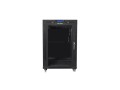 Szafa instalacyjna rack stojąca 19" 15U 600x800 czarna drzwi szklane LCD Lanberg (Flat Pack) V2 - 1128750