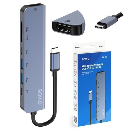 SAVIO HUB USB-C 7 W 1 AK-82 - 2729334