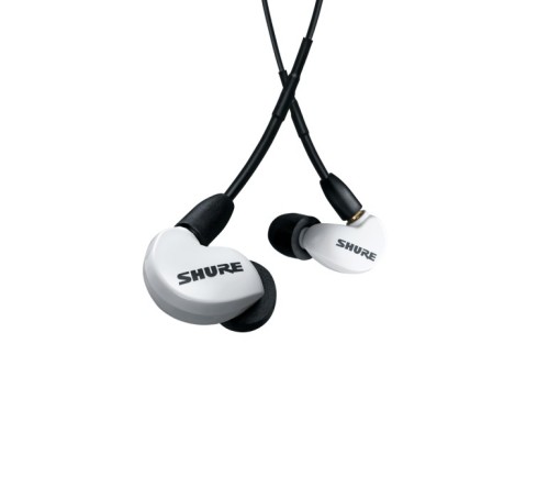 Shure SE215DYWH+UNI-EFS - Słuchawki douszne AONIC215 z pojedynczym przetwornikiem i kablem 3.5mm (białe) - 2667057