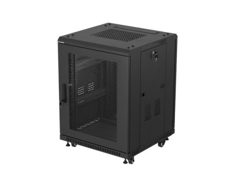 Szafa inastalacyjna rack Lanberg 19" 15U 600x600 czarna drzwi perforowane (flat pack) - 2465463