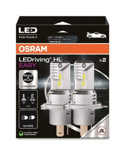 Żarówka LED (Zestaw 2szt.) H19/H4 12V 19.0/18.7W P43T/PU43t-3 bez homologacji drogowej LEDriving HL EASY, biała 6500K - 2733373