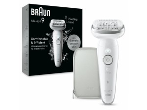 Depilator Braun Silk-épil 9 9-011, srebrny, biały, 40 pęsety, MicroGrip, 0,5 mm, bateria, wbudowana bateria