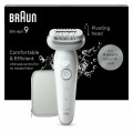 Depilator Braun Silk-épil 9 9-011, srebrny, biały, 40 pęsety, MicroGrip, 0,5 mm, bateria, wbudowana bateria - 2738539
