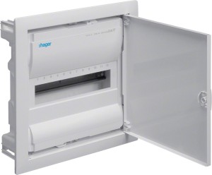 Rozdzielnica podtynkowa z drzwiami metalowymi, 1 rząd, 12 modułów, IP30, QC, HAGER Volta VU12AT