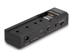 Delock - Kontroler pamięci - Funkcja klonowania - 2.5", 3.5", M.2 (6.4 cm, 8.9 cm) - Karta M.2 (PCIe NVMe i SATA) / SATA SSD - USB-C 3.2 (Gen 2x1)
