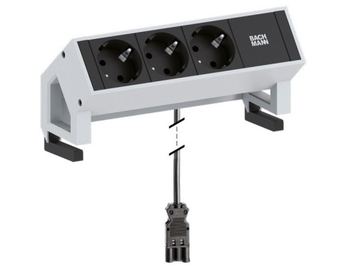 Bachmann DESK 2 Gniazdo stołowe 3-drożne, kolor: Inox - 2744418