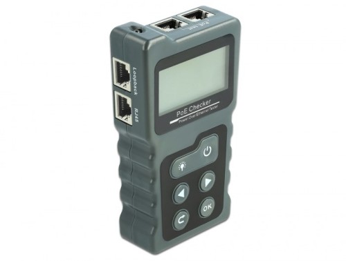 Tester kabli LCD Delock RJ45 / PoE / DC - zestaw do testowania sieci - 2747253