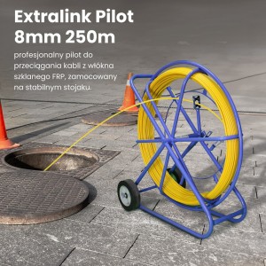 Extralink Pilot 8mm 250m | Pilot do przeciągania kabli | włókno szklane FRP, śr. 8mm, dł. 250m, żółty (EX.30905)