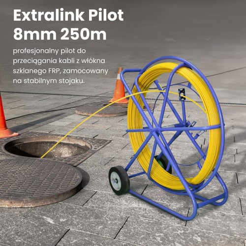 Extralink Pilot 8mm 250m | Pilot do przeciągania kabli | włókno szklane FRP, śr. 8mm, dł. 250m, żółty (EX.30905) - 2747254