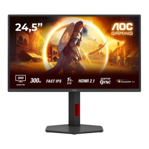 Monitor AOC Q25G4SR, 24,5 cali, IPS, Złącze QHD, 16:9, 300 Hz, 1 ms, 2560 x 1440 pikseli, 400 cd/m2, Ilość portów HDMI: 2, Czarny