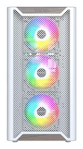 Drewniana obudowa PC Montech XR, Midi-Tower, ATX, ARGB, Szkło hartowane - biała