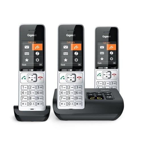 Telefon bezprzewodowy Gigaset 500A Comfort Trio - Automatyczna sekretarka - ECO DECT\GAP\CAT-iq - Srebrny + 2 dodatkowe słuchawki - 2752927