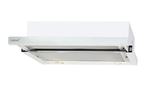 Okap CATA TF 2003 600 GWH Telescopic, klasa C, szer. 60 cm, 390 m3/h, sterowanie mechaniczne, LED, biały szkło - 2756034