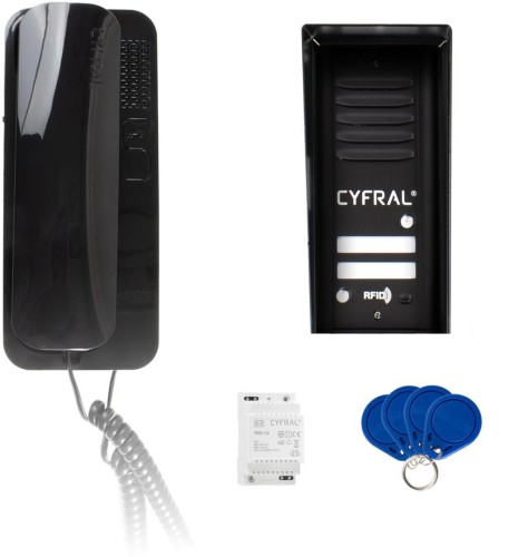 Domofon CYFRAL COSMO 2-lokatorki czarna kaseta czarne unifony - 2758554