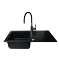 Czarny zestaw zlew z baterią - zlewozmywak Maidsinks Bali (62x44) 1B 1D czarny + Bateria Lungo czarna - 2769056