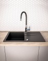 Czarny zestaw zlew z baterią - zlewozmywak Maidsinks Bali (62x44) 1B 1D czarny + Bateria Lungo czarna - 2769057