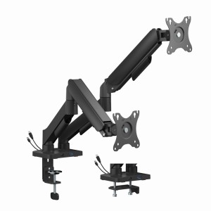 GEMBIRD BIURKOWE RAMIĘ NA DWA MONITORY Z PORTAMI USB (REGULOWANE), OD 17" DO 32", OBCIĄŻENIE DO 9 KG