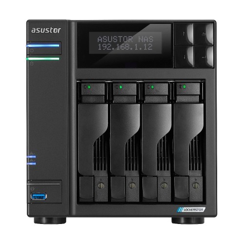 NAS Asustor AS6704T; Tower; 4x (3.5" SATA HDD/ 2.5" SSD); Intel Celeron N5105; 4GB DDR4 SODIMM (max. 16GB), 2x 2.5GbE, 4x M.2 2280 NVMe PCIe 3.0, 2x USB 3.2 Gen, 1x HDMI 2.0b, 1x optional 10 GbE card - 2770929